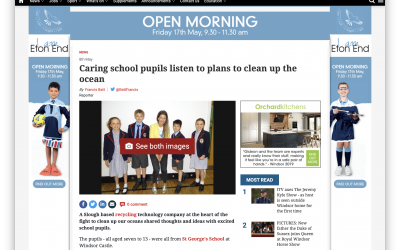 Caring school pupils listen to plans to clean up the ocean